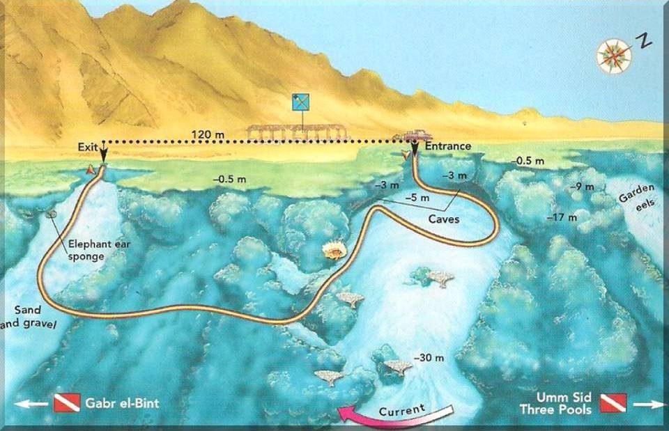 Карта дайв-мест «The Caves»